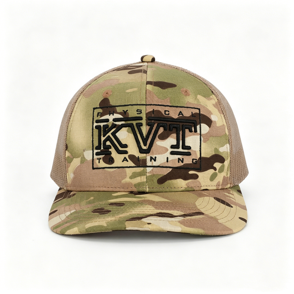 Custom High Quality 6 Panel Embroidery Logo Digital Camo Mesh
